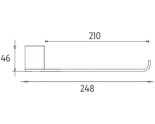 Technický nákres držiaka na uteráky s rozmermi 46, 210 a 248