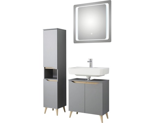 Kúpeľňový nábytok so skrinkou pod umývadlo, umývadlom, zrkadlovou skrinkou a vysokou skrinkou