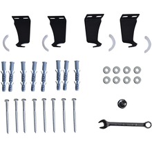 Upevňovací materiál pre radiátory vrátane držiakov, hmoždiniek, skrutiek, podložiek a kľúča