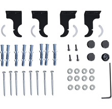 Držiak záclonovej tyče so skrutkami, hmoždinkami a príslušenstvom