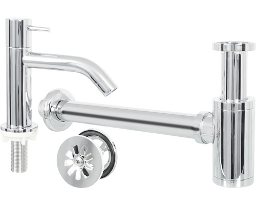 Umývadlová batéria, sifón a vypúšťacia armatúra pre umývadlo