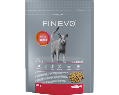 Granule pre mačky Finevo Adult Cat losos bez obilnín 400 g Finevo suché krmivo losos pre dospelé mačky, 400 gramov