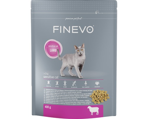 Granule pre mačky Finevo Sensitive Cat jahňacie 400 g-0