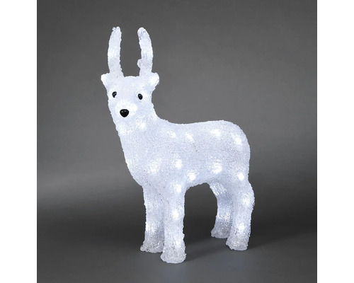 Svetelný sob akrylový 40 LED Konstsmide 11,5 x 29 x 38 cm, studené biele svetlo Svietiaci dekoratívny jeleň pre vnútorné aj vonkajšie použitie