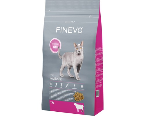 Granule pre mačky Finevo Sensitive Cat jahňacie 2 kg Finevo krmivo pre mačky jahňacie pre citlivé mačky, 2 kg balenie