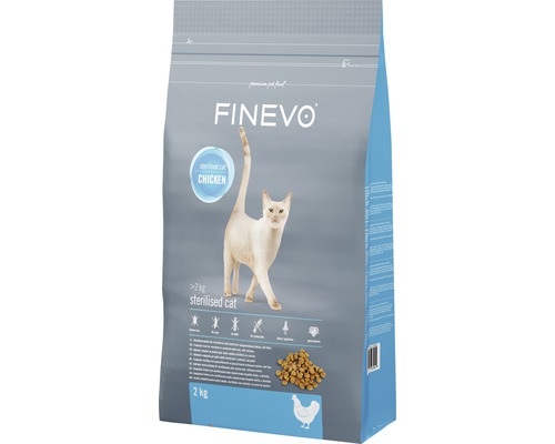 Granule pre mačky Finevo Sterilised Cat kuracie 2 kg Krmivo pre kastrované mačky Finevo s kuracím mäsom v 2 kg balení
