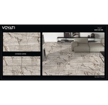 Keramická dlaždica Voyati Oviedo Grey, 600x1200 mm, lesklá položená v obývacej izbe