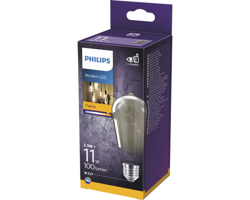 LED žiarovka Philips ST64 E27 2.3W / 11W 1800K dymové sklo