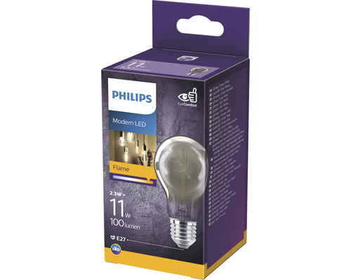 LED žiarovka Philips E27 2,3W/15W 100lm 1800K dymová