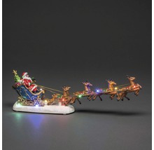 Vianočná dekoratívna figúrka so Santa Clausom v saniach a sobmi s osvetlením