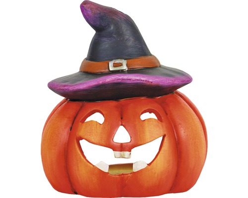 Halloweenska tekvica s dekoráciou čarodejníckeho klobúka
