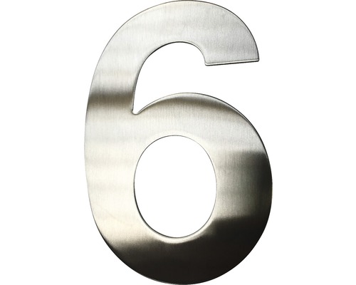Domové číslo "6" nerezová oceľ 15 cm
