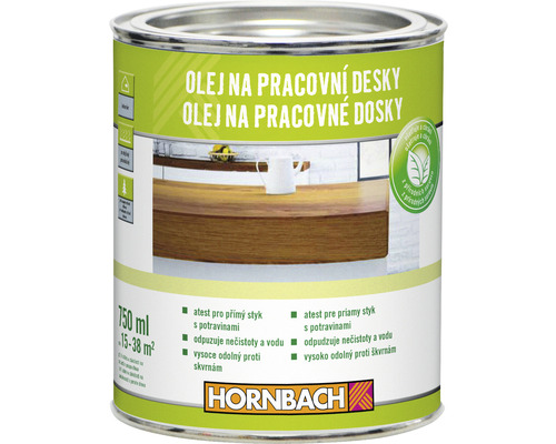 Olej na pracovné dosky Hornbach 750 ml ekologicky šetrné Olej na pracovné dosky v plechovke s objemom 750 ml