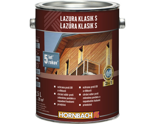 Lazúra na drevo Hornbach Klasik S orech 2,5 l