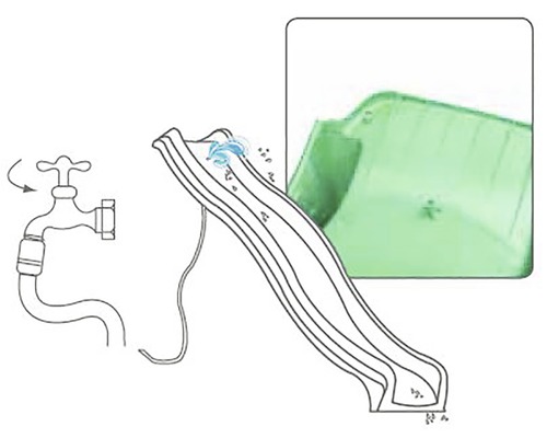 Ilustrácia vodnej šmýkačky s prípojkou vody