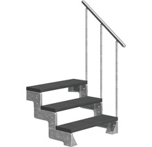 Schody s tromi stupňami a zábradlím