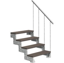 Schody so štyrmi stupňami, kovovým rámom a držadlom