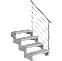 Vonkajšie schodisko so štyrmi stupňami a zábradlím