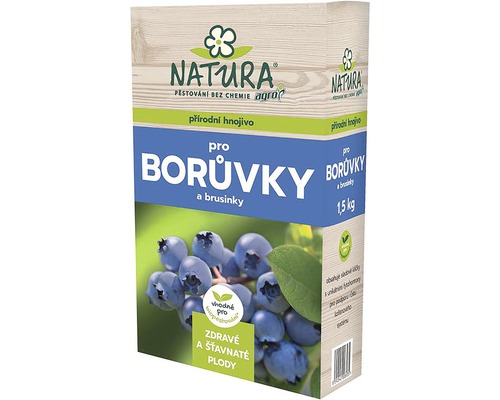 Hnojivo na čučoriedky a brusnice prírodné NATURA 1,5 kg Balenie hnojiva Natura pre čučoriedky