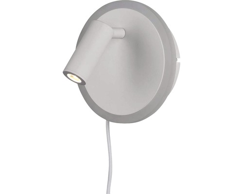 Biele nástenné svietidlo so svetelným kužeľom a káblom