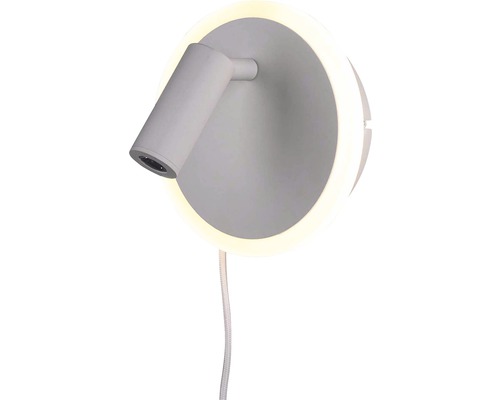 LED nástenné svietidlo s otočným bodovým svetlom a prstencovým podsvietením