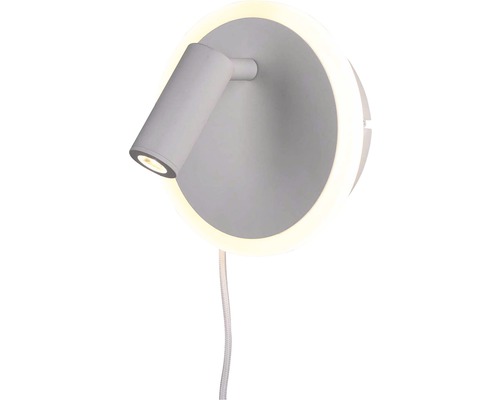 Biele LED nástenné svietidlo s flexibilným ramenom a kruhovým podsvietením