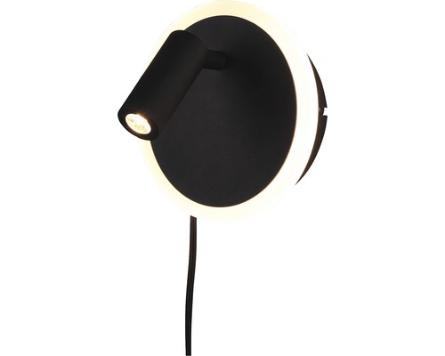 Čierne nástenné svietidlo s kruhovým LED svetlom