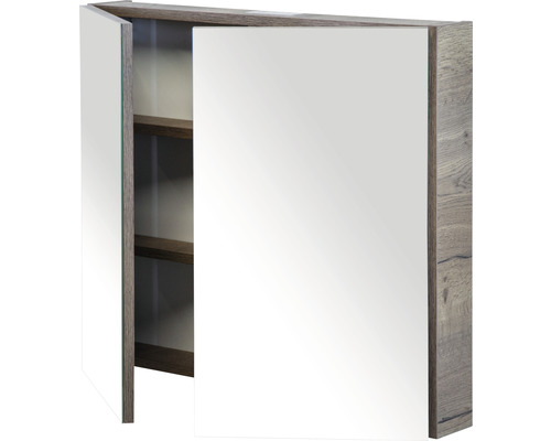 Zrkadlová skrinka s otvorenými policami