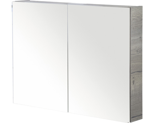 Zrkadlová skrinka s dvomi dvierkami a štruktúrou dreva