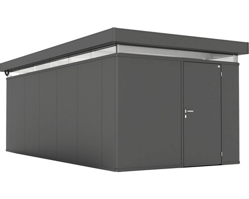 Plechový záhradný domček Biohort CasaNova 3x6 pravé dvere 304x604 cm tmavosivý metalický Záhradný domček s dverami a oknami