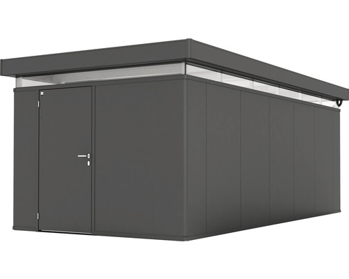 Plechový záhradný domček Biohort CasaNova 3x6 ľavé dvere 304x604 cm tmavosivý metalický Moderná kôlňa na náradie s dverami a svetlíkom