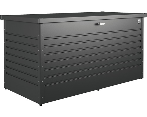 Záhradný box na podušky Biohort FreizeitBox 160, 159x79x83 cm vysoký tmavosivý Kovová záhradná truhlica na uloženie záhradného náradia