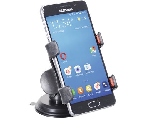 Smartphone v univerzálnom držiaku s prísavkou