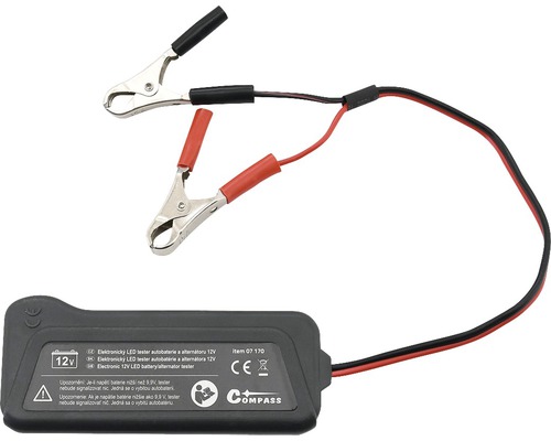 Elektronický 12 V LED tester autobatérií s klipmi
