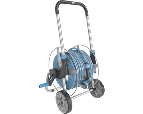 Vozík na záhradnú hadicu s hadicou a striekacou pištoľou