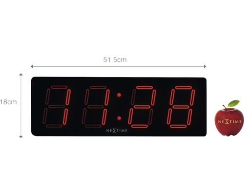 Digitálne nástenné hodiny s rozmermi 51,5 x 18 cm