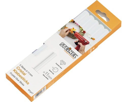 Tavné tyčinky Steinel Clear Glue Sticks Ø 11mm, 5 ks, 60 g Balenie piatich priehľadných tavných lepiacich tyčiniek s priemerom jedenásť milimetrov