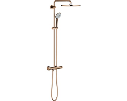 Sprchový systém s termostatickou batériou GROHE Euphoria System meď lesk 26075DA0 Sprchový systém s hlavovou a ručnou sprchou