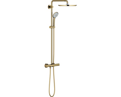 Sprchový systém s termostatickou batériou GROHE Euphoria System zlatá lesk 26075GL0 Sprchový systém s hlavovou a ručnou sprchou