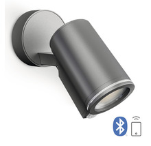 Sivé nástenné svietidlo so symbolom Bluetooth