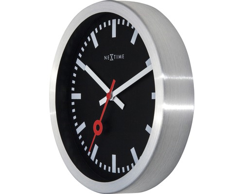Nástenné hodiny Nextime s kovovým puzdrom a čiernym ciferníkom