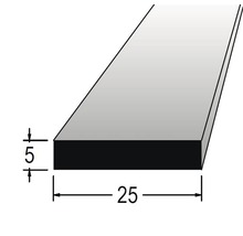 Zobrazenie dreveného profilu s rozmermi 5 krát 25 milimetrov.