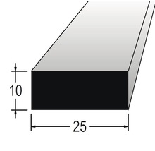 Ilustrácia obdĺžnikového profilu s rozmermi 25 x 10 mm