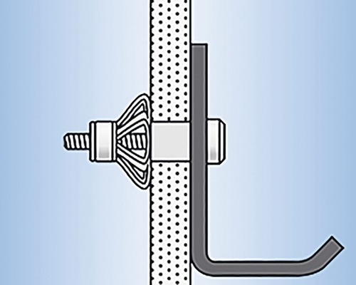 Ilustrácia upevnenia hmoždinky do dutých stien na stenu