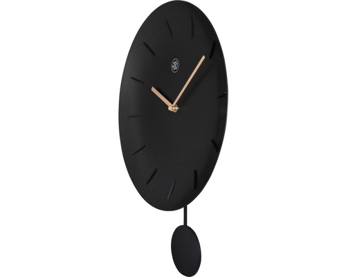 Čierne kyvadlové hodiny s jednoduchým dizajnom
