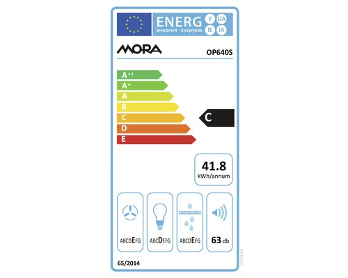 Energetický štítok Mora OP640S s informáciami o spotrebe energie a emisiách hluku