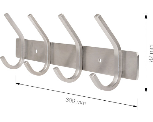 Nástenný panel so štyrmi háčikmi, šírka 300 mm, výška 82 mm