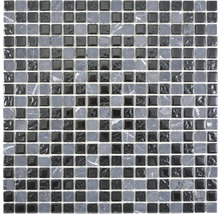 Sklenená mozaika Crystal s prírodným kameňom CM M465 30x30 cm sivá/čierna-thumb-0