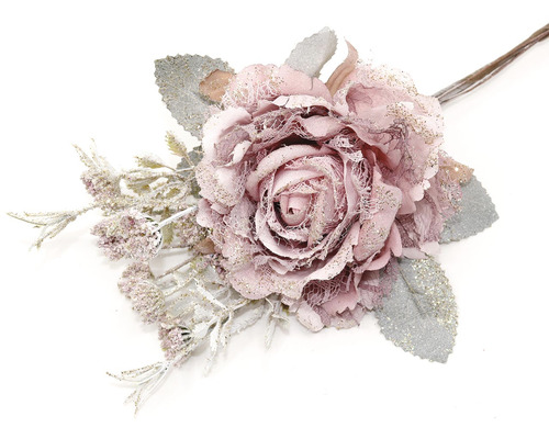 Dekoratívna umelá kvetina s ružou a listami