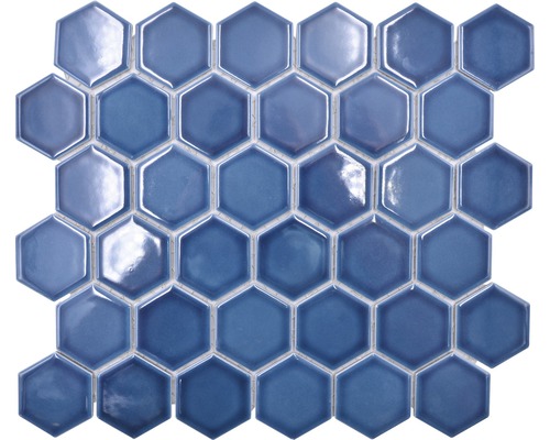 Keramická mozaika HX530 šesťuholník uni modrozelená lesklá